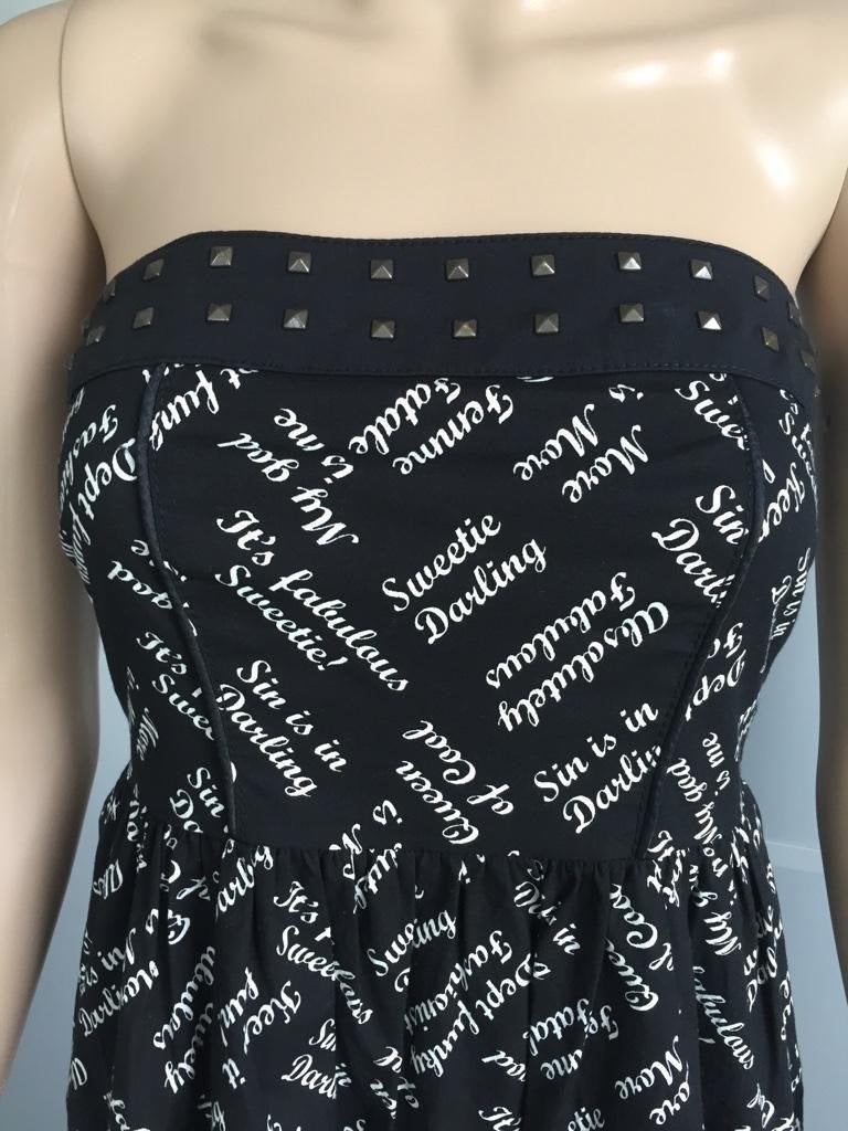 B534 DEPT: jurk jurkje strapless zwart/wit Maat S=36, Zwart, Ophalen of Verzenden, Zo goed als nieuw, Maat 36 (S)