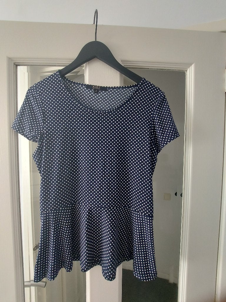 polkadot peplum tuniek Alex Marie, Ophalen, Zo goed als nieuw, Maat 38/40 (M), Blauw