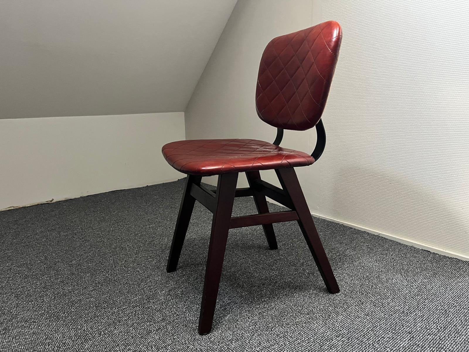 Eetkamer stoelen leer en jutte goede staat, Ophalen, Bruin, Leer, Zo goed als nieuw
