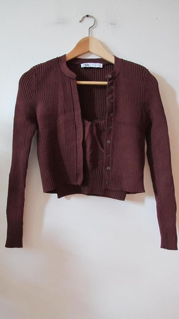 Knit cardigan & corset top (Zara), Zara, Nieuw, Ophalen of Verzenden, Lange mouw