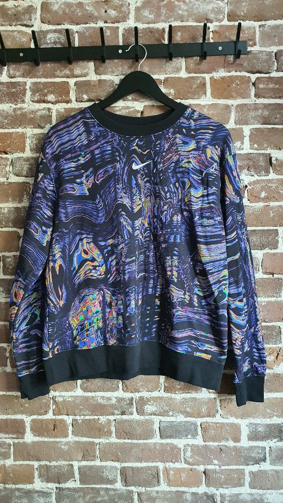 Nike psychedelic sweater M loose fit fleece, Ophalen of Verzenden, Zo goed als nieuw, Blauw