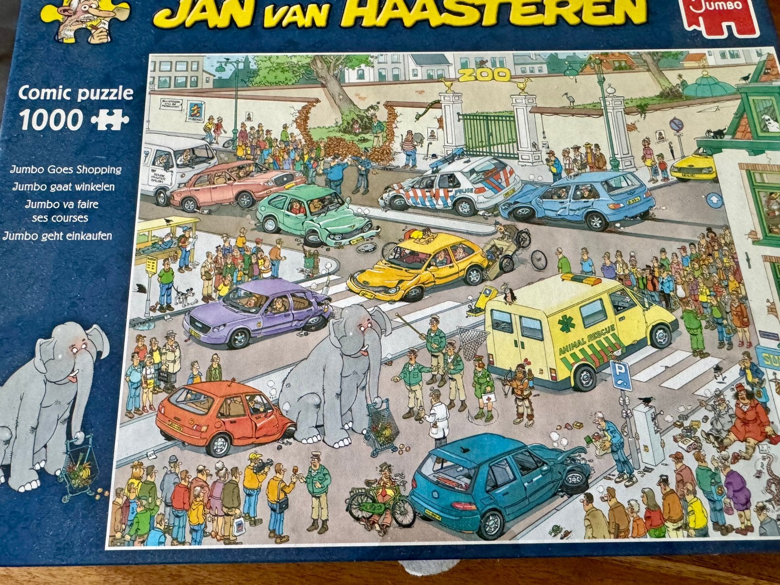 Jumbo gaat winkelen ( Jan van Haasteren), Hobby en Vrije tijd, Denksport en Puzzels, Ophalen of Verzenden, 500 t/m 1500 stukjes
