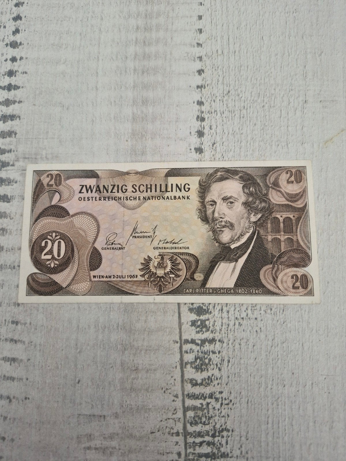 Oostenrijkse 20 Schilling bankbiljet 1967, Postzegels en Munten, Bankbiljetten | Europa | Niet-Eurobiljetten, Ophalen of Verzenden