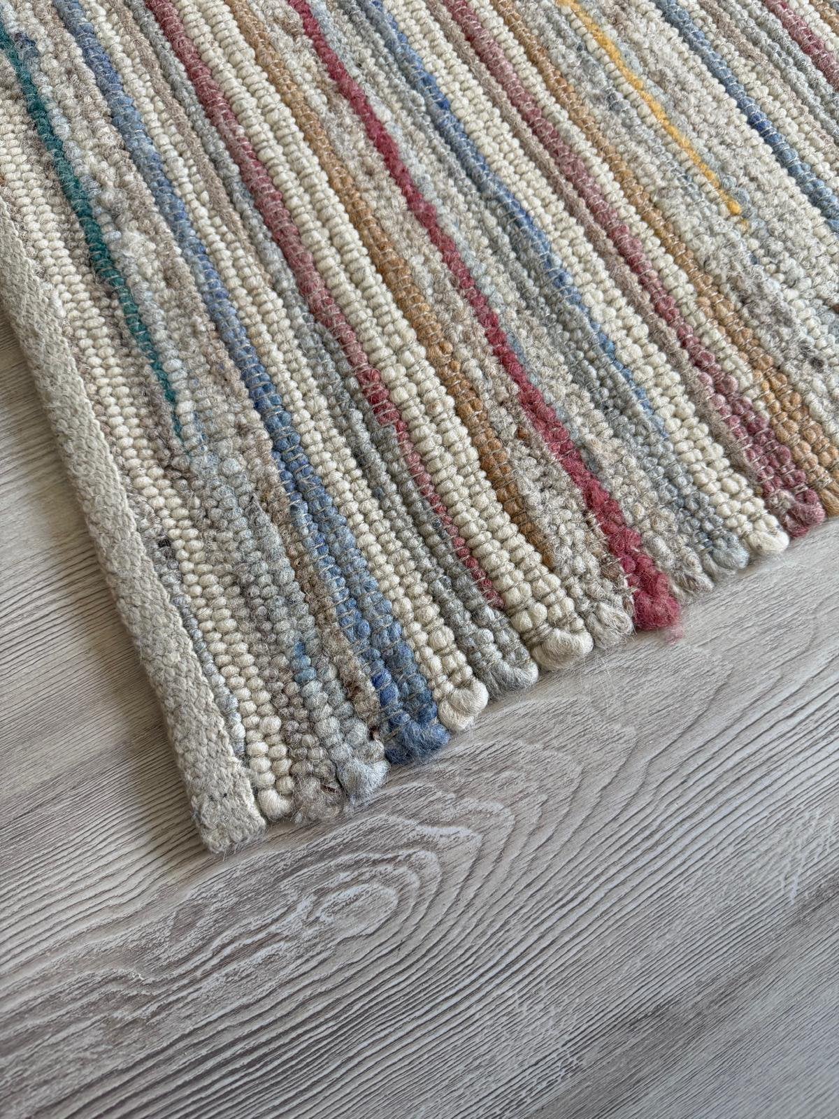 Gestreept handgeweven vloerkleed, Ophalen, Gebruikt, 100 tot 150 cm, Beige