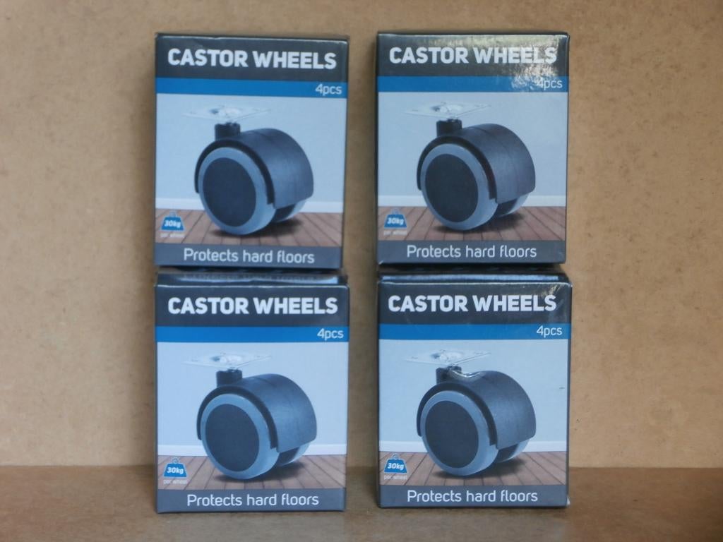 4 Castor wielset zwenkwieltjes transport trolley meubel wiel, Doe-het-zelf en Verbouw, Zwenkwielen, Ophalen of Verzenden, Nieuw
