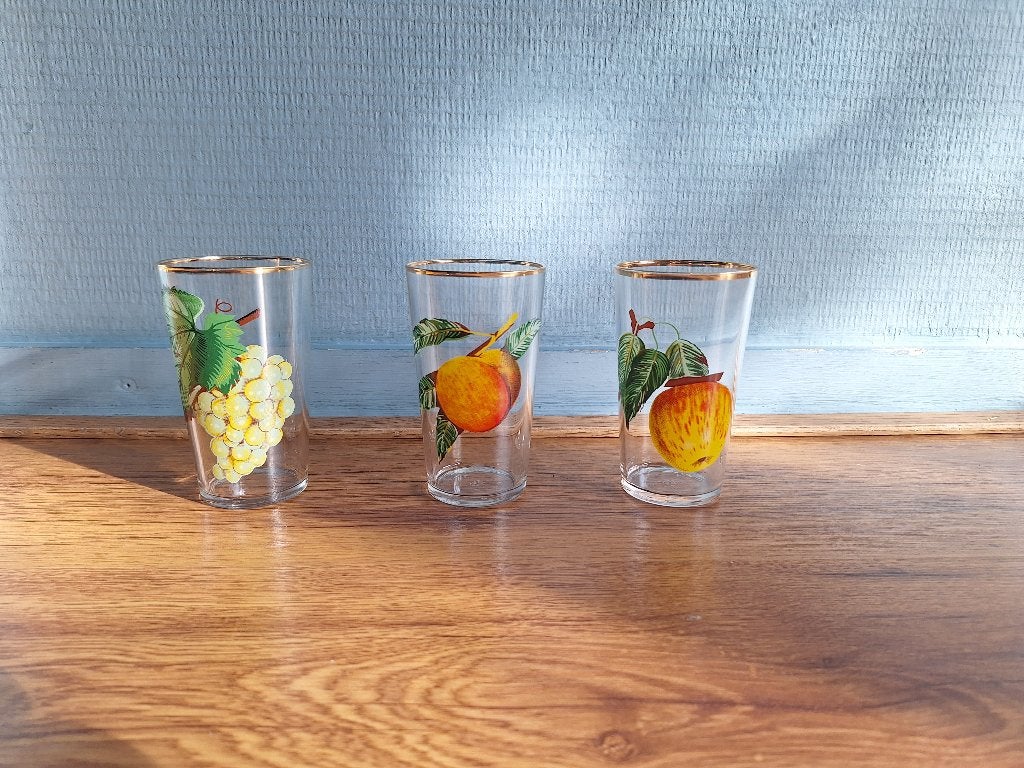Set van 3 vintage limonadeglazen, Ophalen of Verzenden, Gebruikt, Frisdrankglas