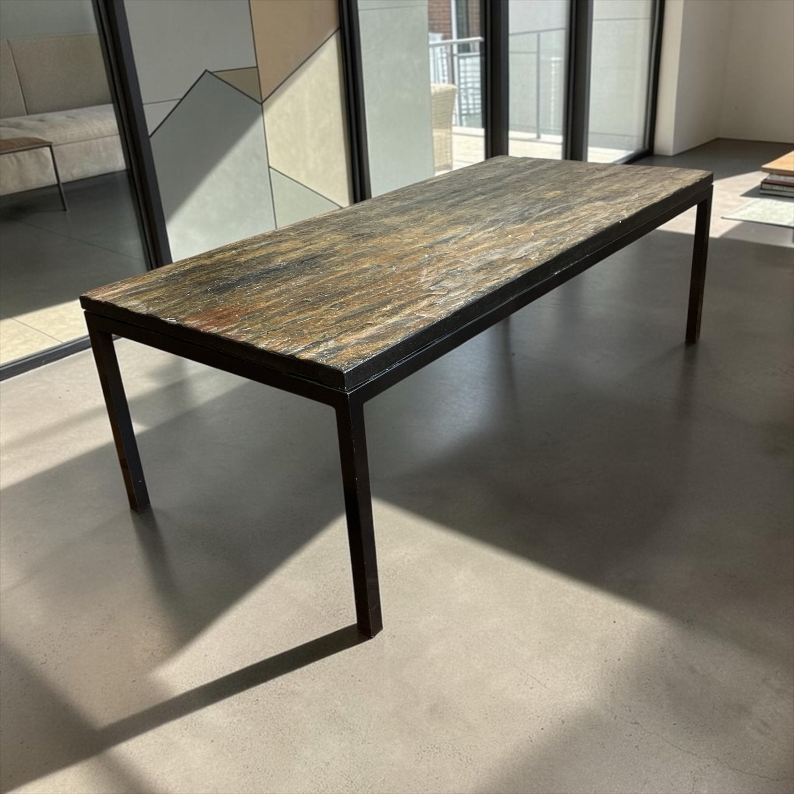 Vintage Mid Century leistenen salontafel 120x55x40 cm, Ophalen, Spectrum of in de style van, 100 tot 150 cm, Mid-Century  t'Spectrum
