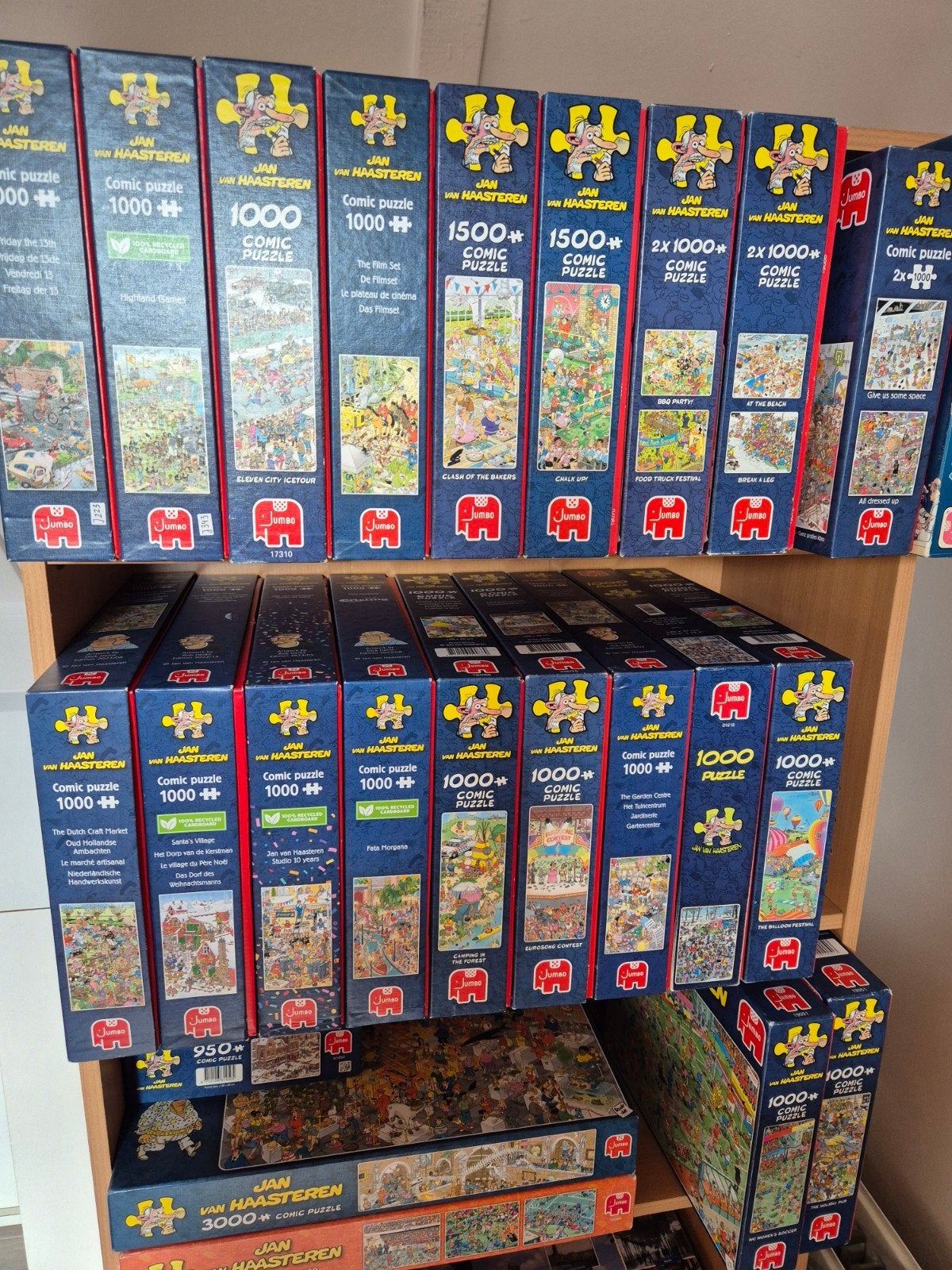 18x Jan van Haasteren, Ophalen, 500 t/m 1500 stukjes, Zo goed als nieuw