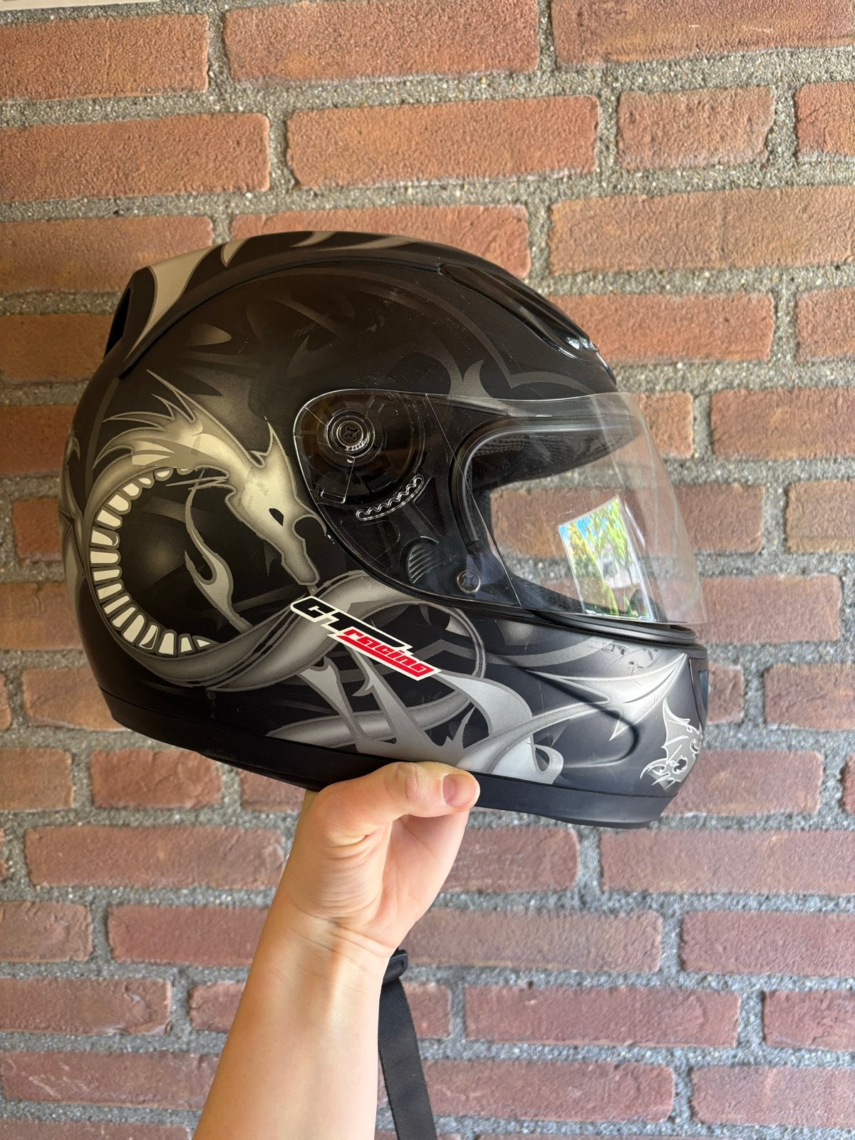 Motorhelm GT-Racing met drakenprint - Maat L, Overige merken, Heren, Ophalen of Verzenden, Integraalhelm