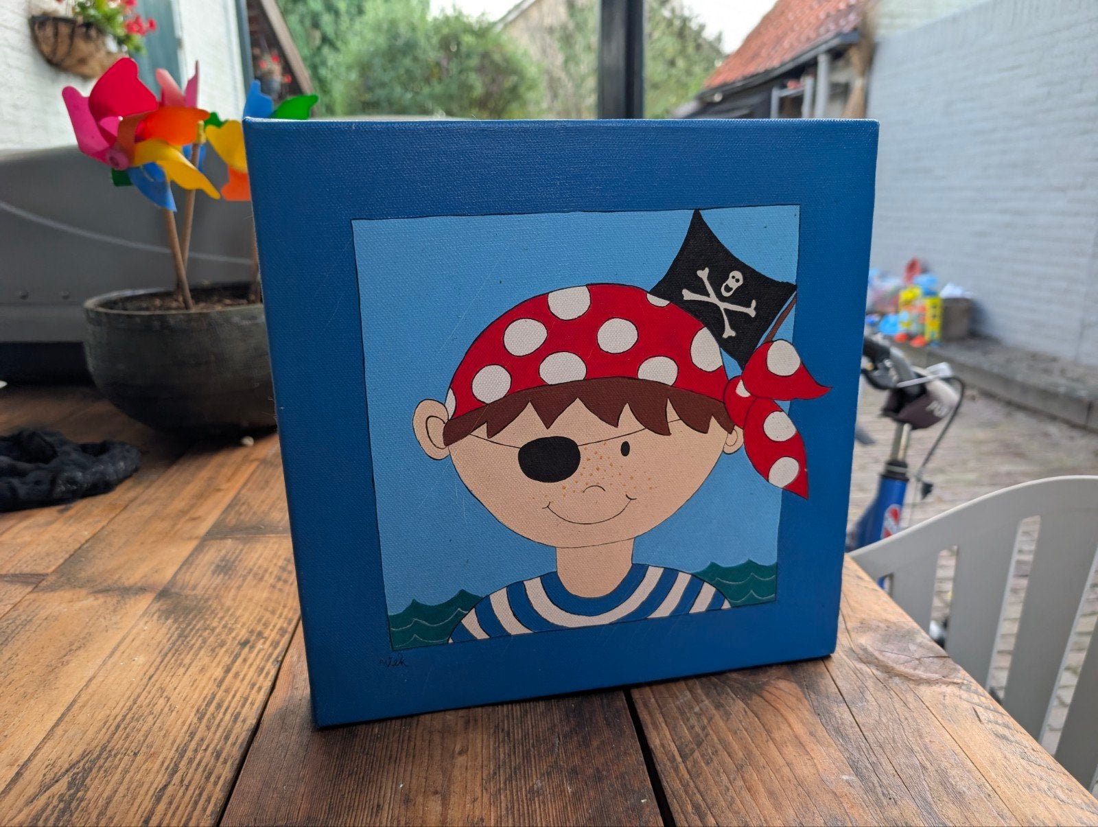 Schilderij Piraat - Leuk kraamcadeau jongetje, Ophalen of Verzenden
