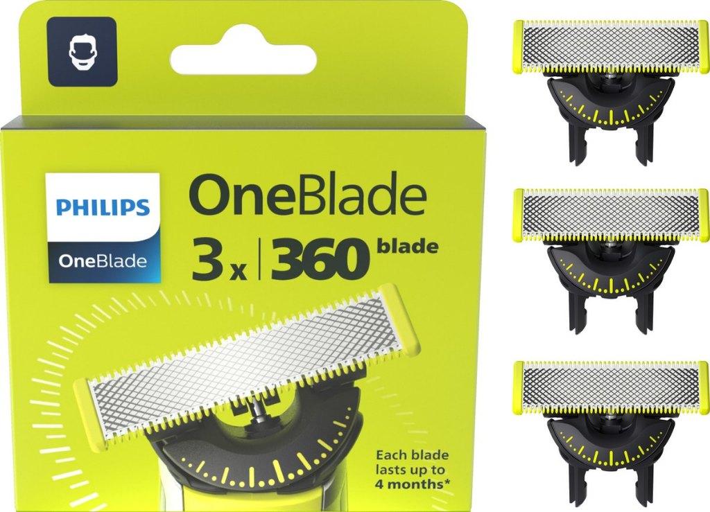 Philips OneBlade 360 Blade Vervangmesjes - 3 stuks QP430/50, Ophalen, Nieuw, Gehele gezicht