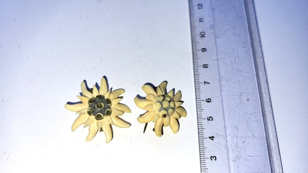Set van 2 Vintage Alpiene Edelweiss Broches, Ophalen of Verzenden, Overige materialen, Broche