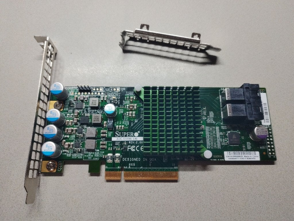 Supermicro AOC-S3008L-L8E IT Mode 12Gbs SAS/SATA Controller, Computers en Software, Ophalen of Verzenden, Zo goed als nieuw, Intern