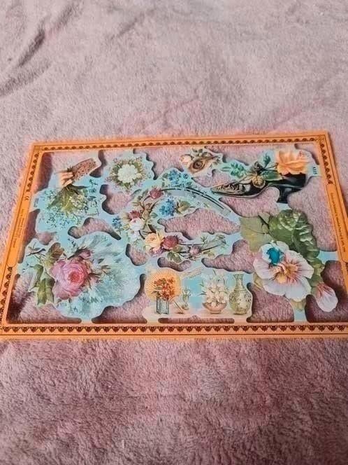 vel oud poëzie plaatjes met glitter MLP nr 823 vel nr 10, Verzamelen, Ophalen of Verzenden