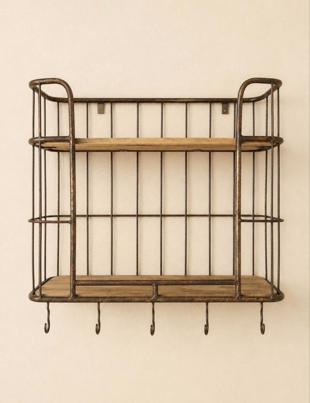 Robuust industrieel wandrek met haken, Huis en Inrichting, Woonaccessoires | Wandplanken en Boekenplanken, Ophalen, Zo goed als nieuw