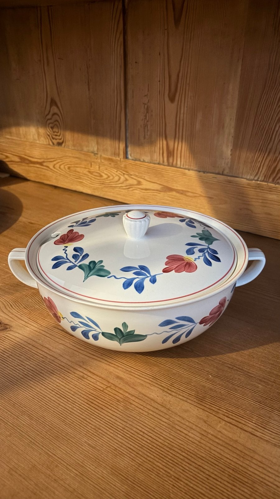 Boerenbont Serveerschaal met Deksel, Ophalen of Verzenden, Gebruikt, Aardewerk, Schaal of Schalen