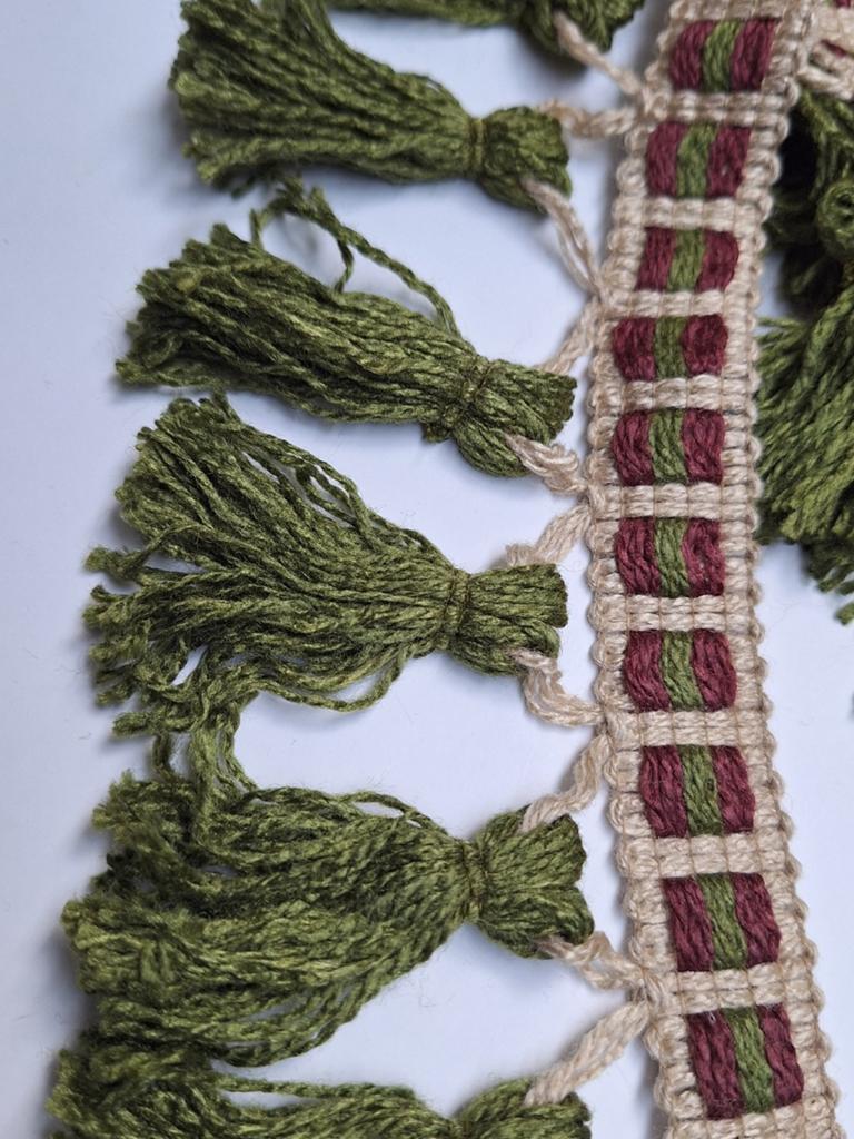 Vintage groen franje/ flossen 11cm hoog sierband, Ophalen of Verzenden, Nieuw, Lint, Band of Elastiek