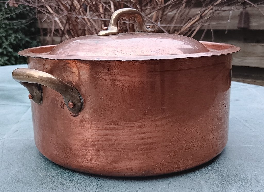 Vintage koperen pan MADE IN FRANCE letters MIB (K13), Ophalen of Verzenden, Kookpan, Met deksel, Overige merken