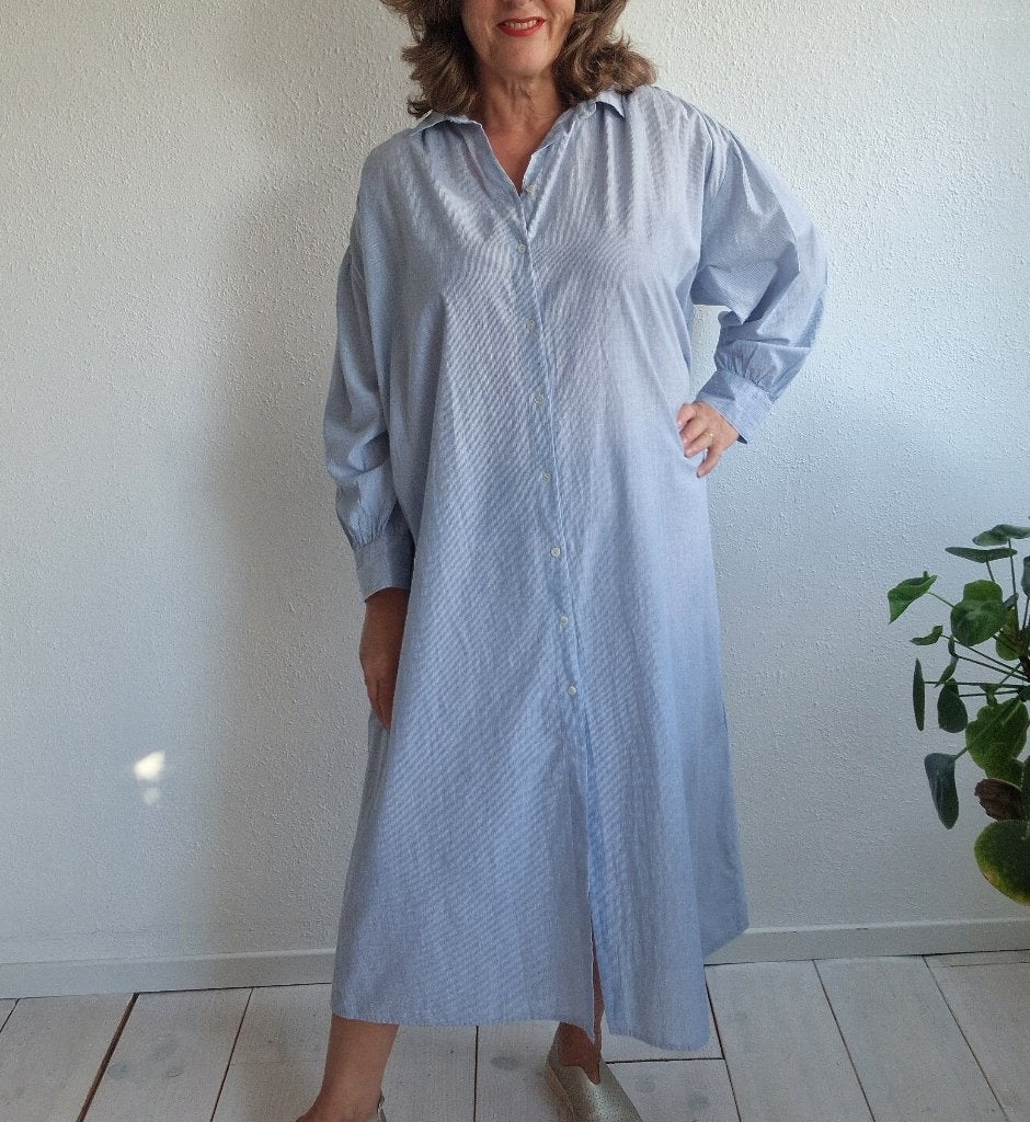 by-bar Pin Stripe Shirt Dress | Maat XL | Indi Grey |, Blauw, Nieuw, Ophalen of Verzenden, Info@verhip-vintage.nl
