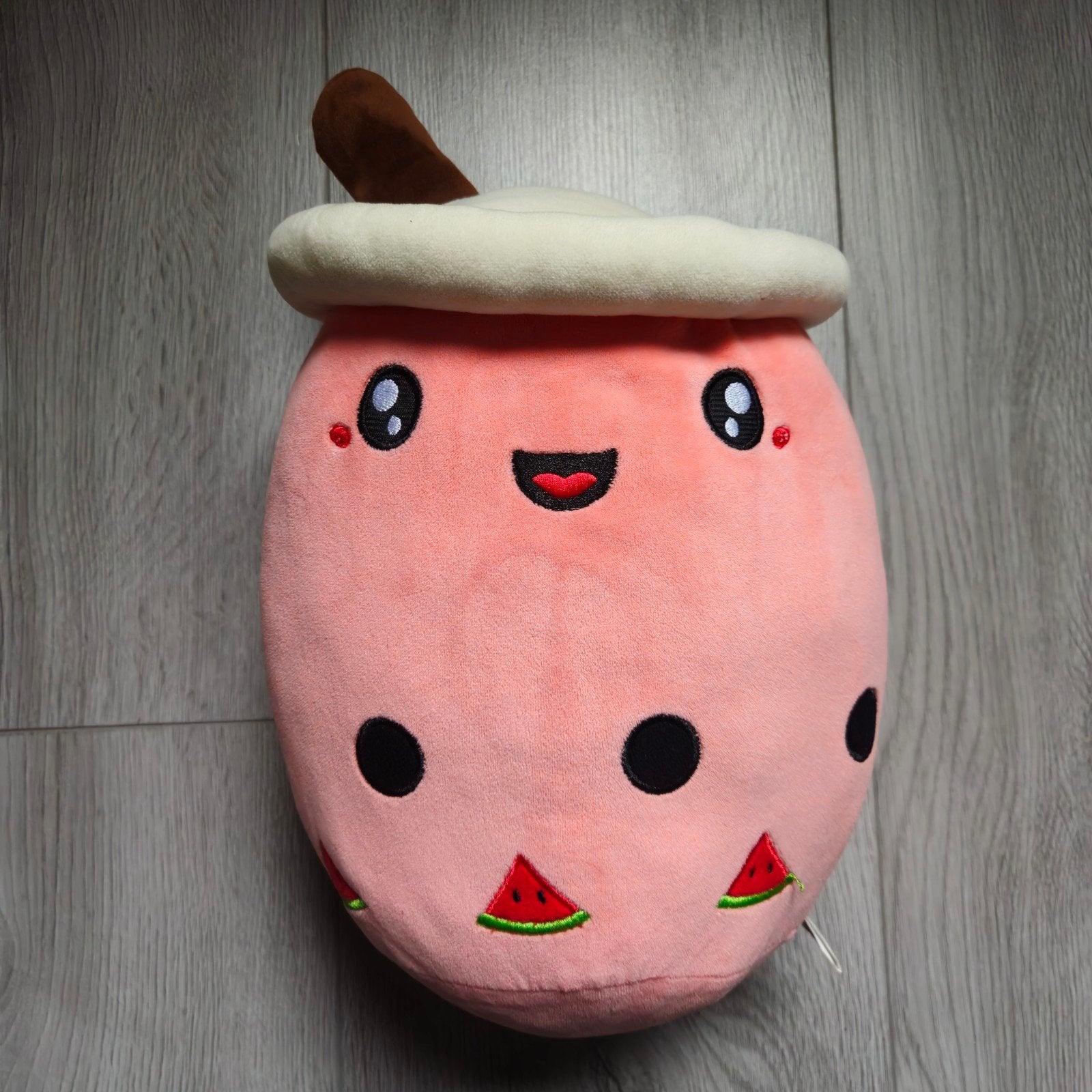 Leuke Boba Tea Knuffel Kussen - Roze met Watermeloen, Overige merken, Overige karakters, Overige typen, Ophalen of Verzenden