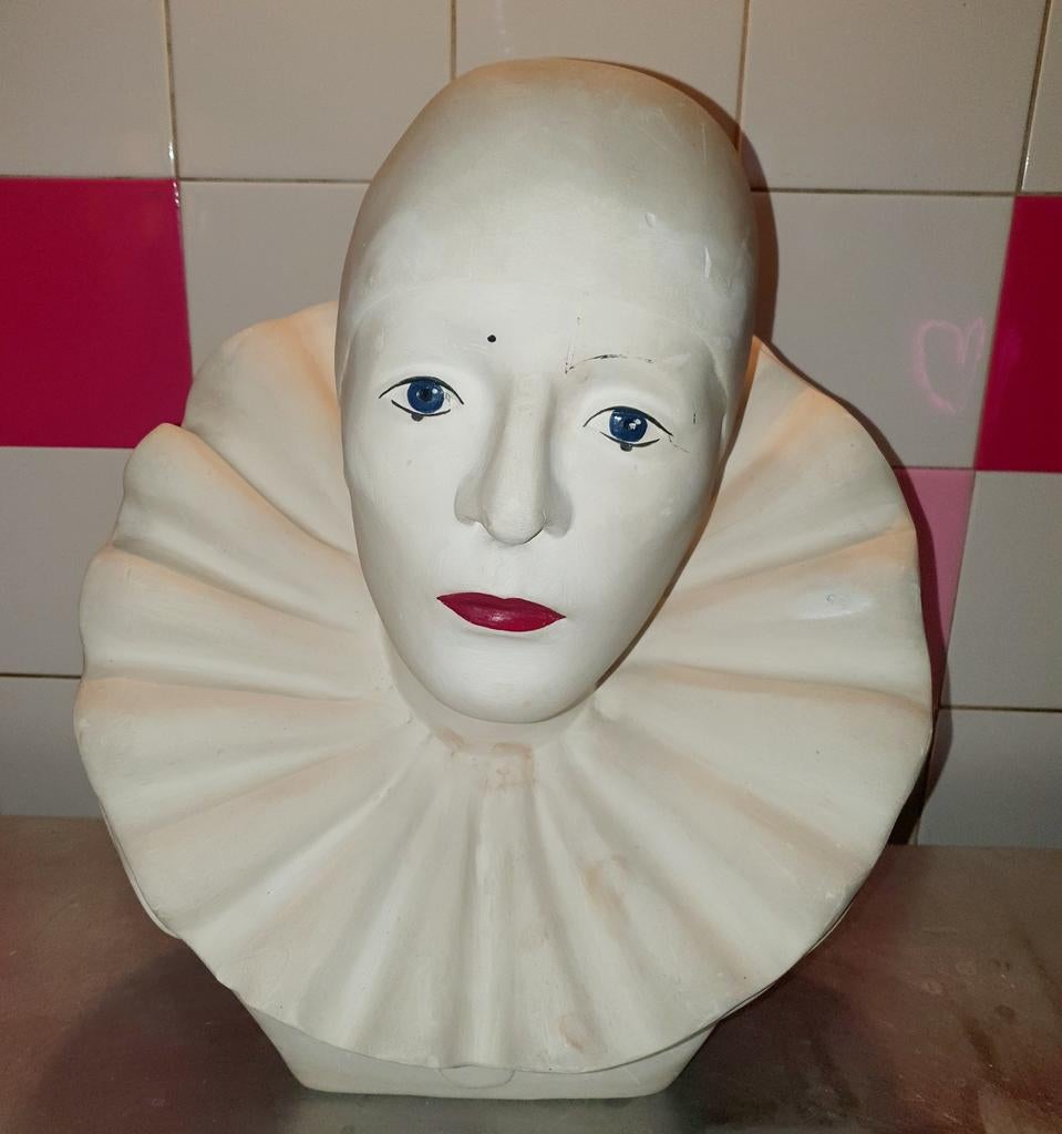 Buste Pierrot Art Deco 41 cm vintage, Antiek en Kunst, Kunst | Designobjecten, Ophalen