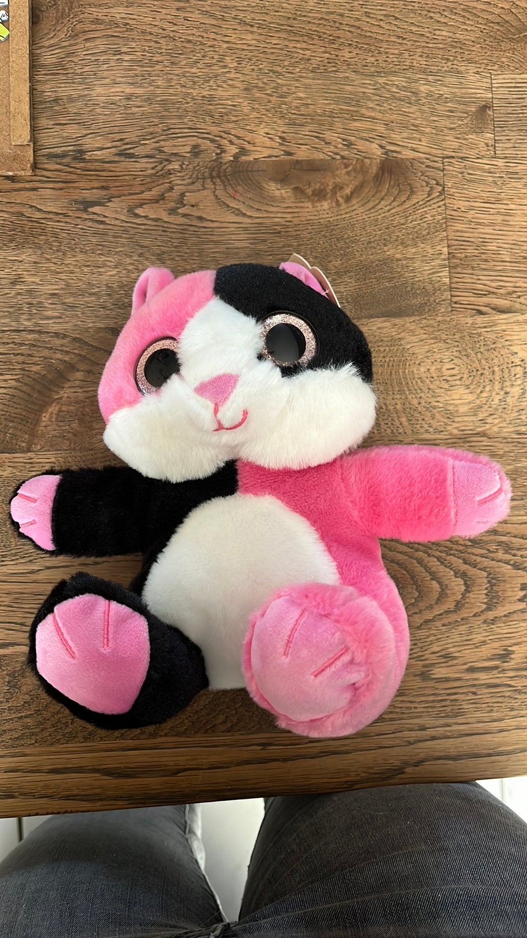Roze zwarte beertje met glitter ogen, Ophalen of Verzenden, Zo goed als nieuw, Beer