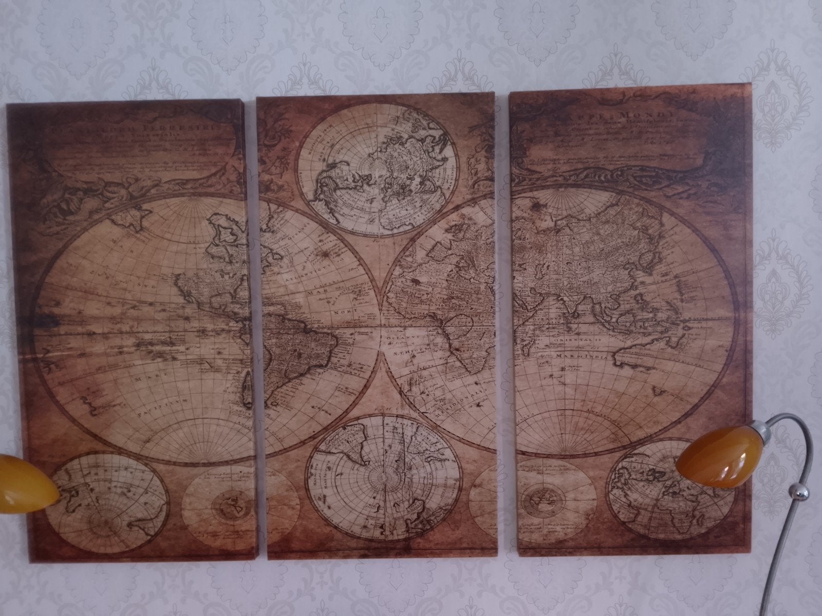 vintage wereldkaart design, voor aan de muur, Ophalen, Zo goed als nieuw, Minder dan 100 cm
