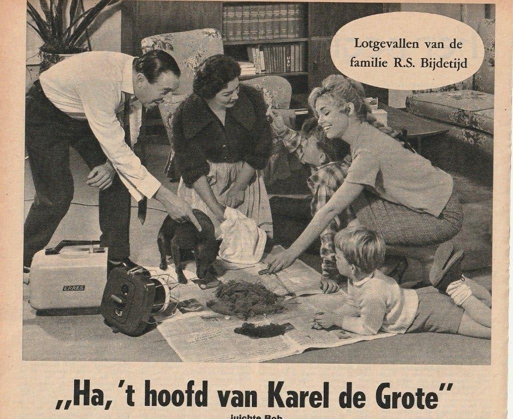 retro reclame 1960 Erres Jumbo stofzuiger jongetjes & hond, Verzenden, Overige typen