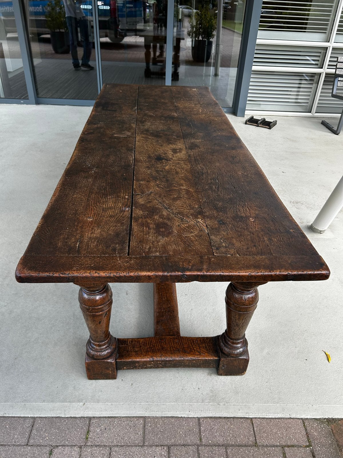 Antieke eikenhouten kloostertafel 228cm, Antiek en Kunst, Antiek | Meubels | Tafels, Ophalen