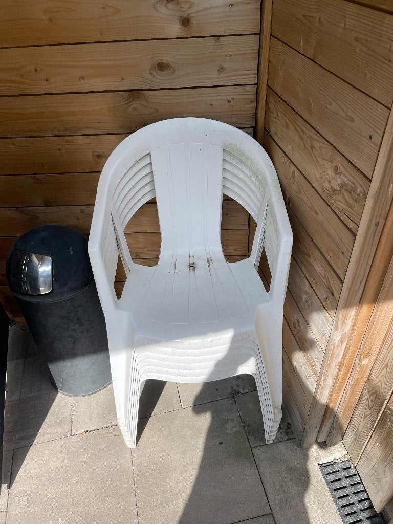 6 kuipstoelen, Huis en Inrichting, Stoelen, Ophalen, Kunststof, Gebruikt, Wit