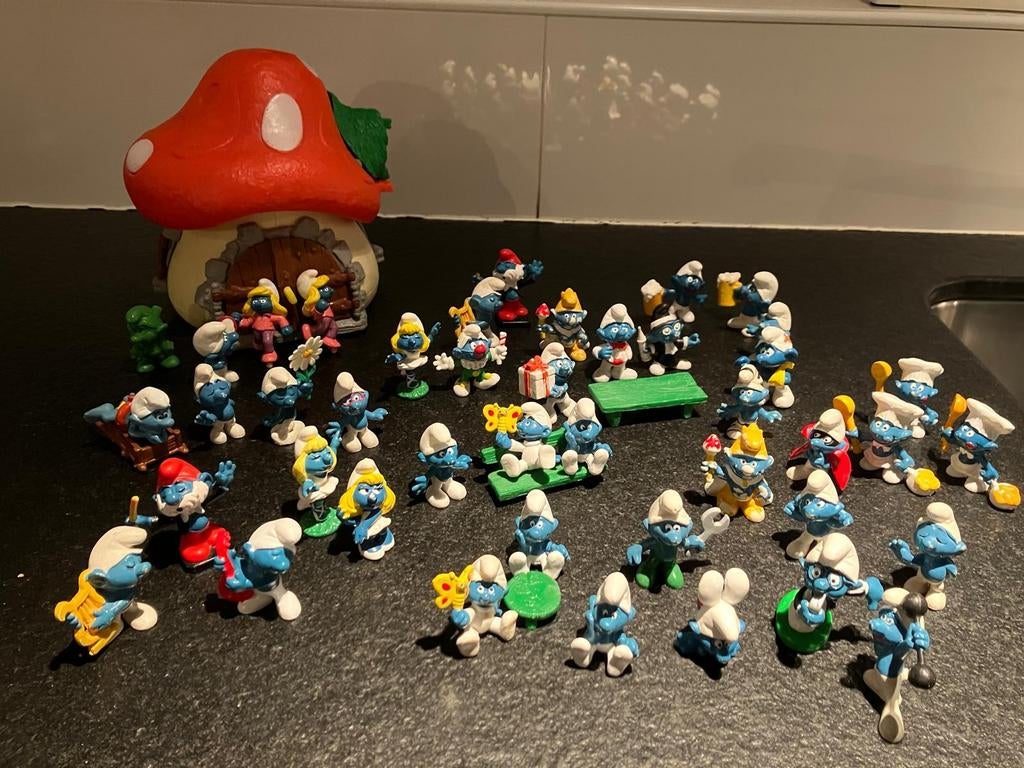Originele BP smurfen van 1980-1985 incl smurfenhuis, Ophalen, Gebruikt, Verschillende Smurfen, Poppetje, Figuurtje of Knuffel
