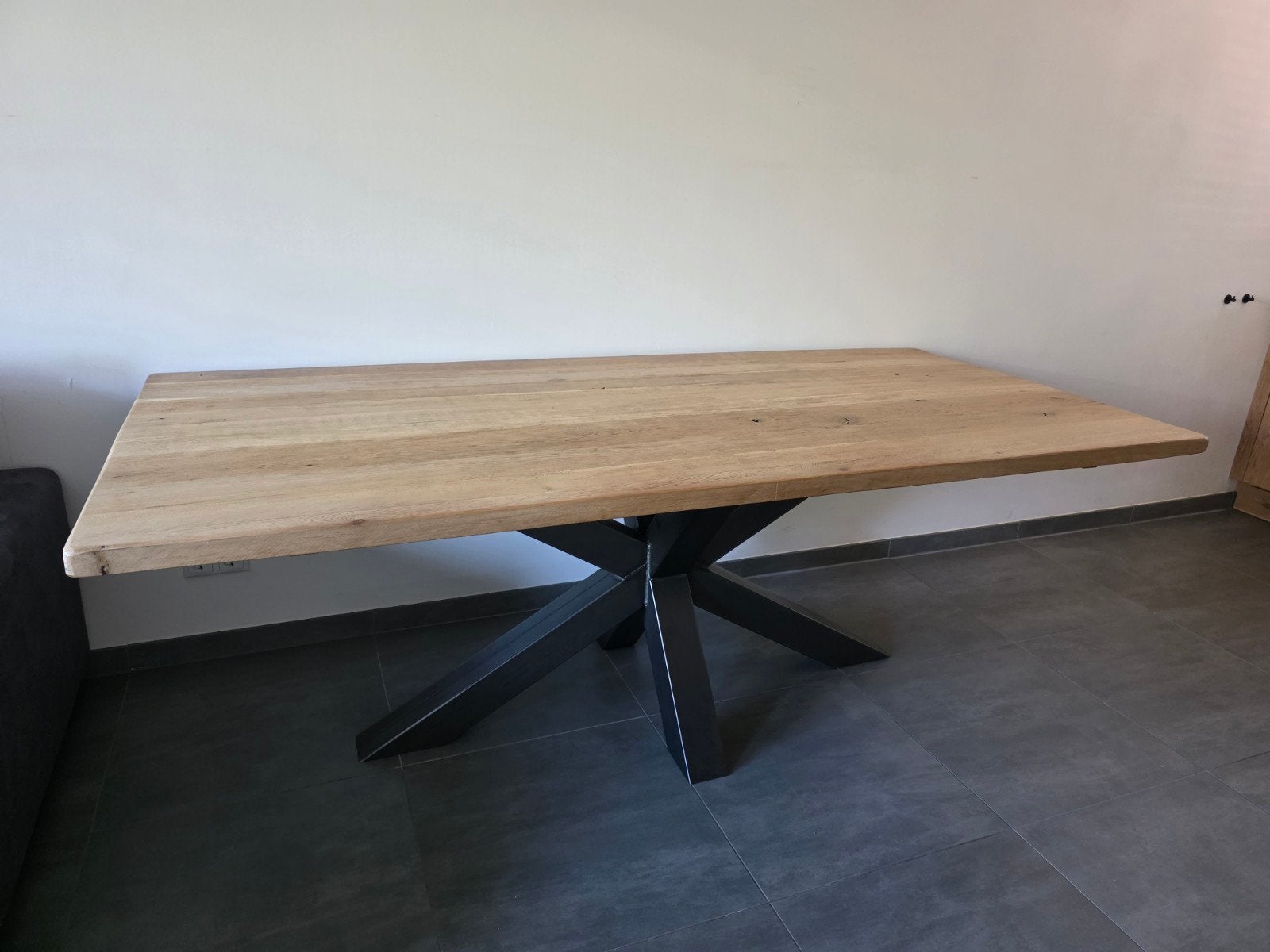 Tafel 220 x 100 x 78 cm en Salontafel 120 x 80 x 40 cm, Modern, Eigentijds, Bruin, Ophalen of Verzenden, Zo goed als nieuw