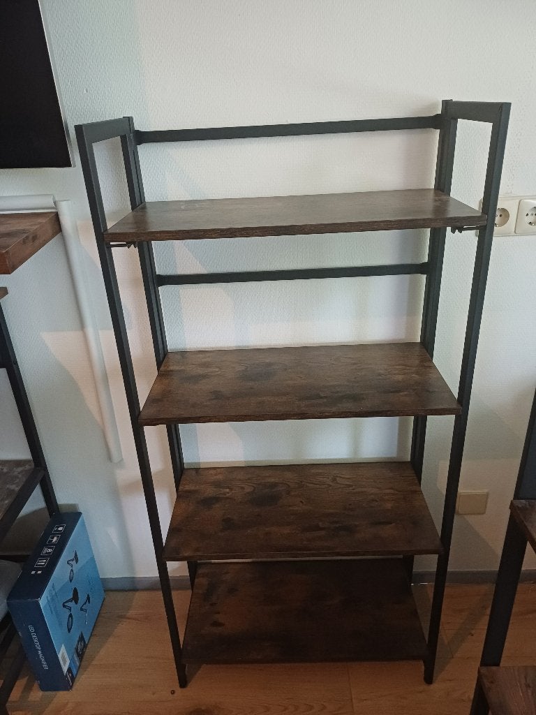 Mira Home Zwart/Bruine Boekenkast, Ophalen, Met plank(en), 50 tot 100 cm, Zo goed als nieuw