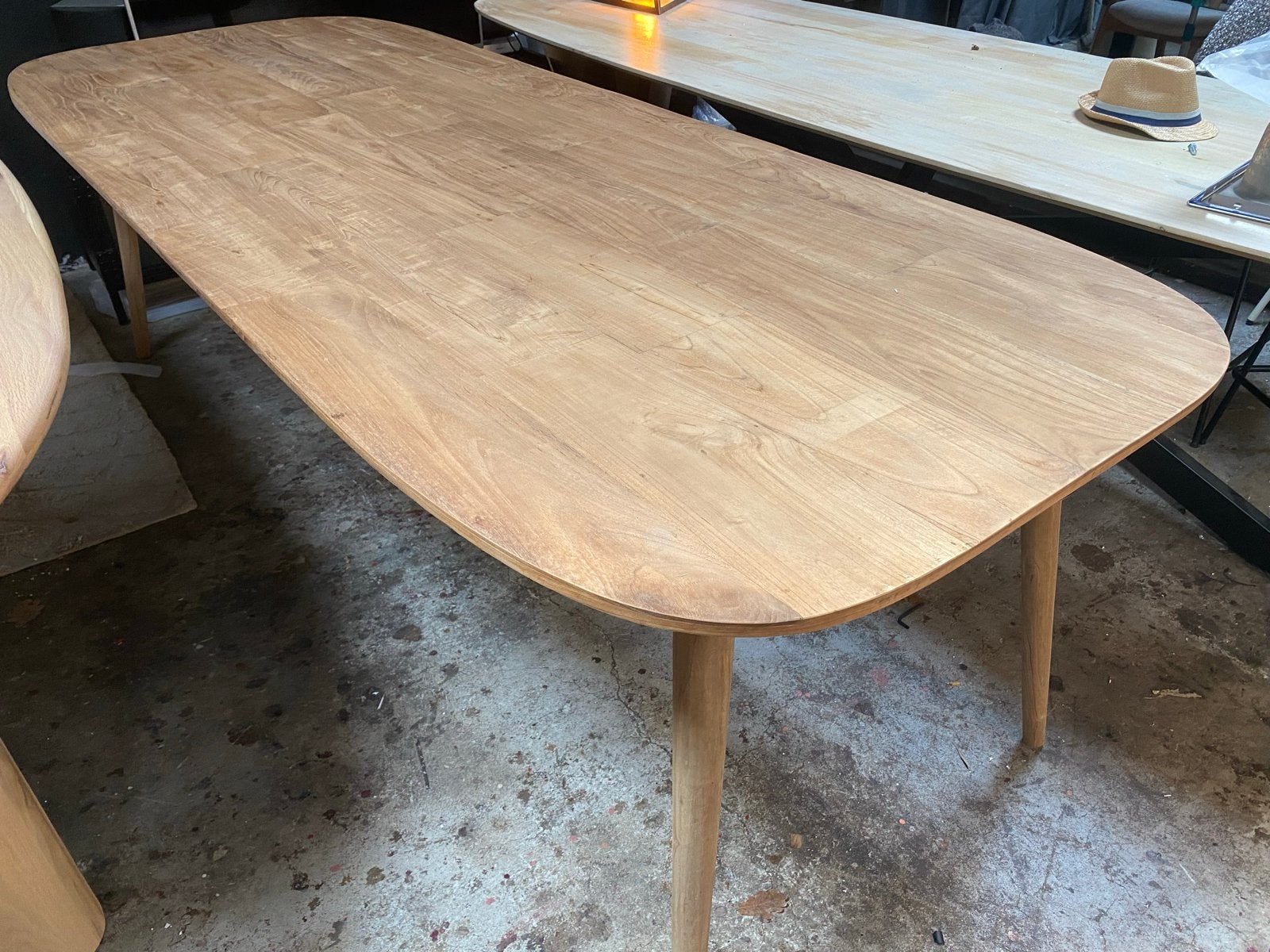 Deense Ovale Eettafel 220x100 cm gerecycled teak, Huis en Inrichting, Tafels | Eettafels, Ophalen, 100 tot 150 cm, Teakhout, Vijf personen of meer