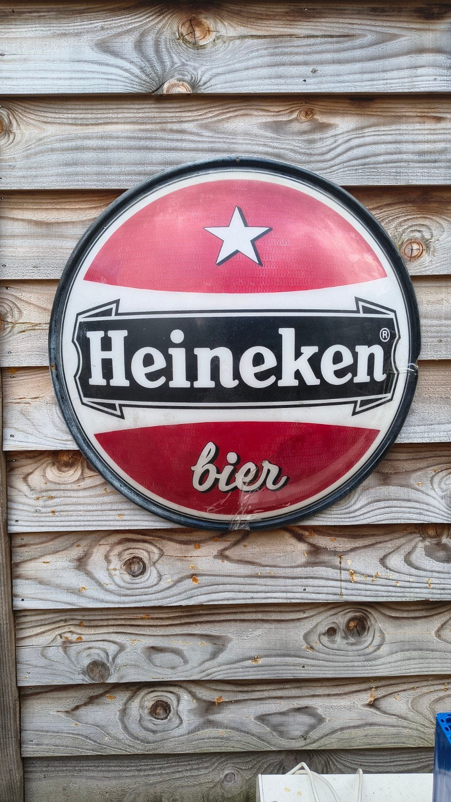 Heineken reclamebord - Ø 77 cm - met barsten, Ophalen, Reclamebord, Gebruikt, Heineken