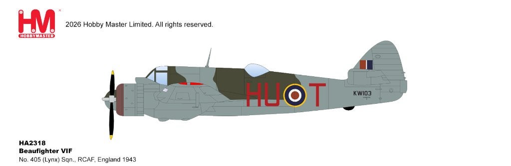 Bristol Beaufighter No. 406 Lynx Squadron Hobbymaster HA2318, Verzenden, Nieuw, Military-Models VJ Mendelssohnstraße 29 info@military-models-vj.de