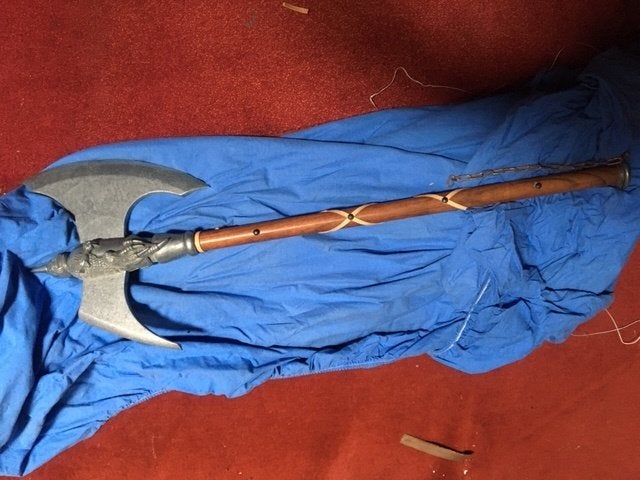 Fantasy axe (Kit Rae?) Middeleeuwse tweezijdige handbijl, Ophalen of Verzenden, Zo goed als nieuw