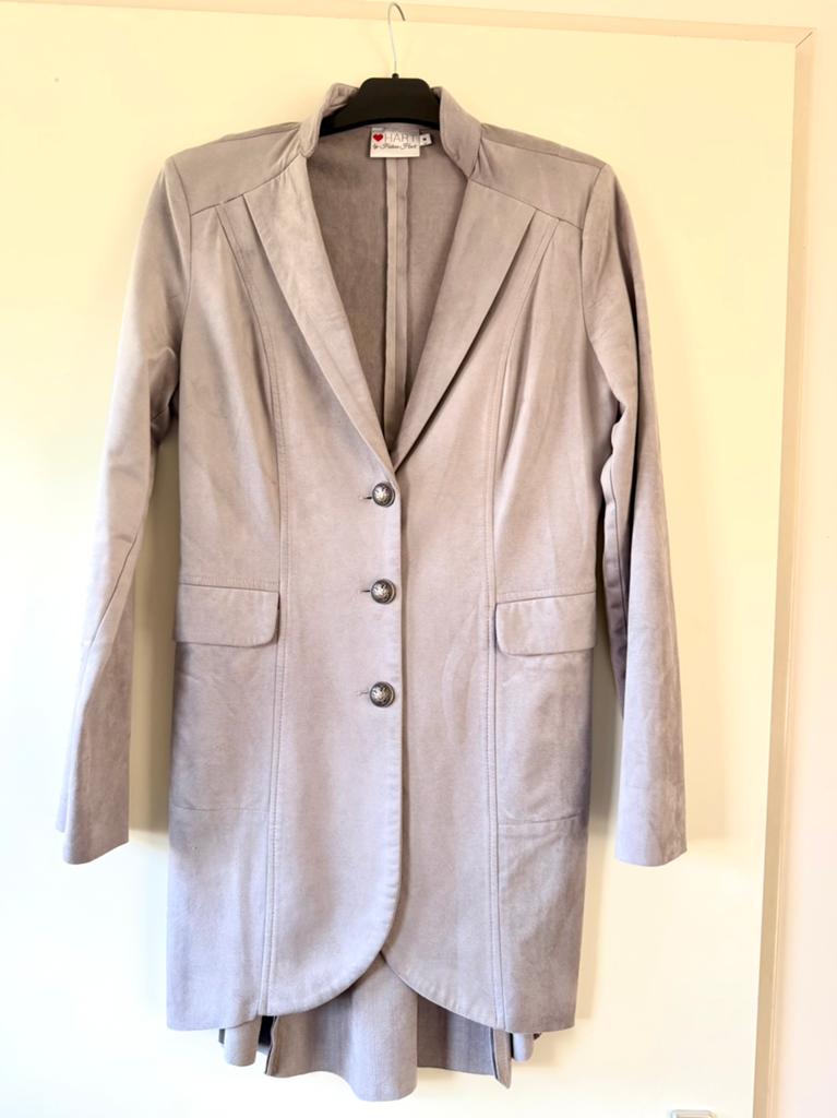 Helena Hart lange blazer zilvergrijs maat M, Kleding | Dames, Jasjes, Kostuums en Pakken, Maat 38/40 (M), Ophalen of Verzenden