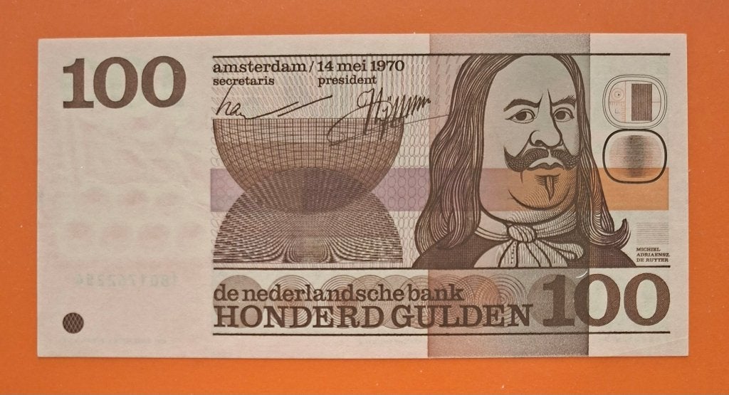 Bankbiljet 100 gulden 1970 Michiel de Ruyter, cat. PL103.a, Postzegels en Munten, Verzenden, 100 gulden, Los biljet