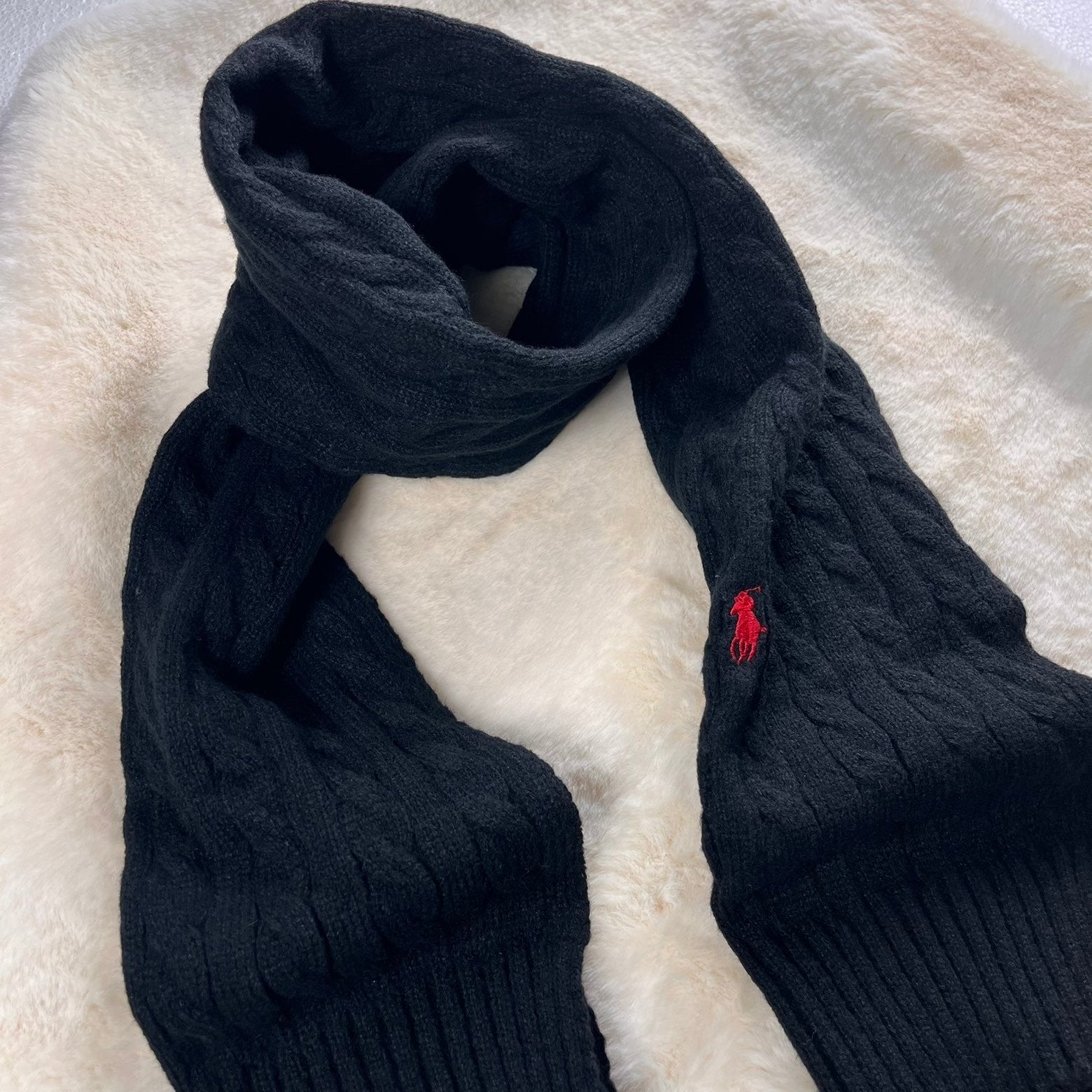 Ralph Lauren Unisex Kabelgebreide Sjaal - Old Money Esthetie, Ophalen of Verzenden, Nieuw, Maat 34 (XS) of kleiner, Sjaal