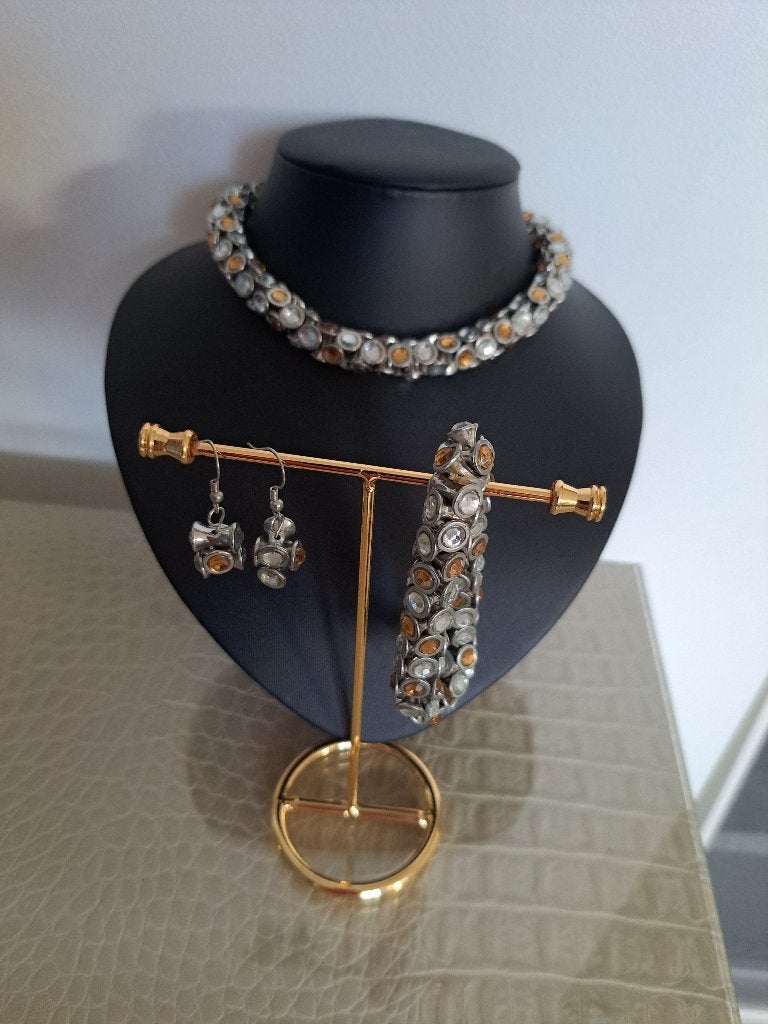 Mooie vintage sieradenset van hele zware kwaliteit, Overige materialen, Ophalen of Verzenden, Zo goed als nieuw, Zilver