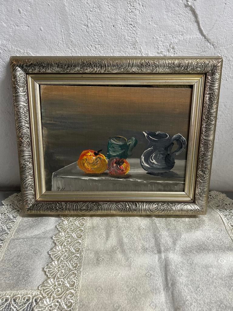 Olieverfschilderij Stilleven met Fruit en Kruik, Ophalen of Verzenden