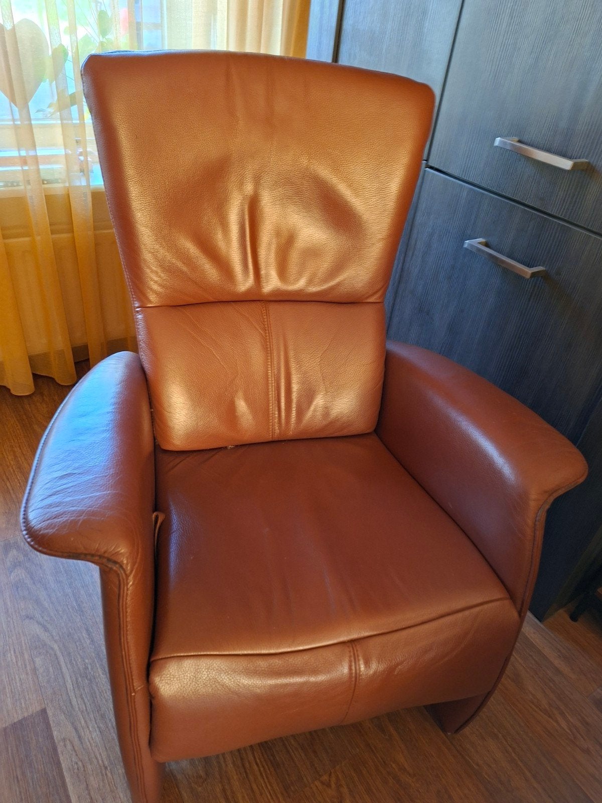 Bruine relaxstoel met verstelbare stand, Ophalen, Gebruikt, Leer, Modern, Comfort
