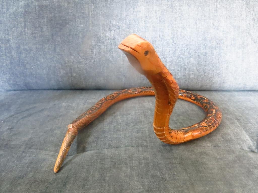Slang (Cobra) van hout, Overige onderwerpen, Houtsnijwerk, Handgemaakt, Ophalen of Verzenden