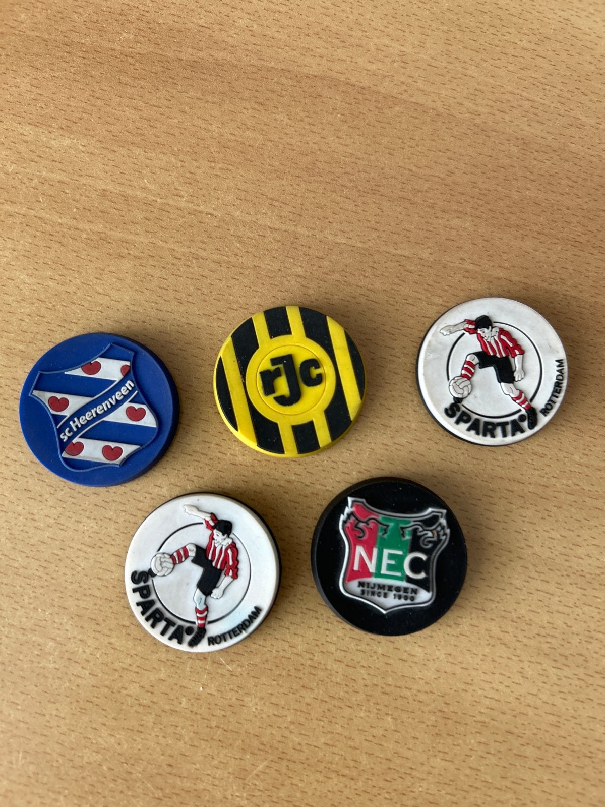 5 Clubembleem magneten Eredivisie voetbalclubs, Ophalen of Verzenden, Gebruikt, Overige binnenlandse clubs, Overige typen