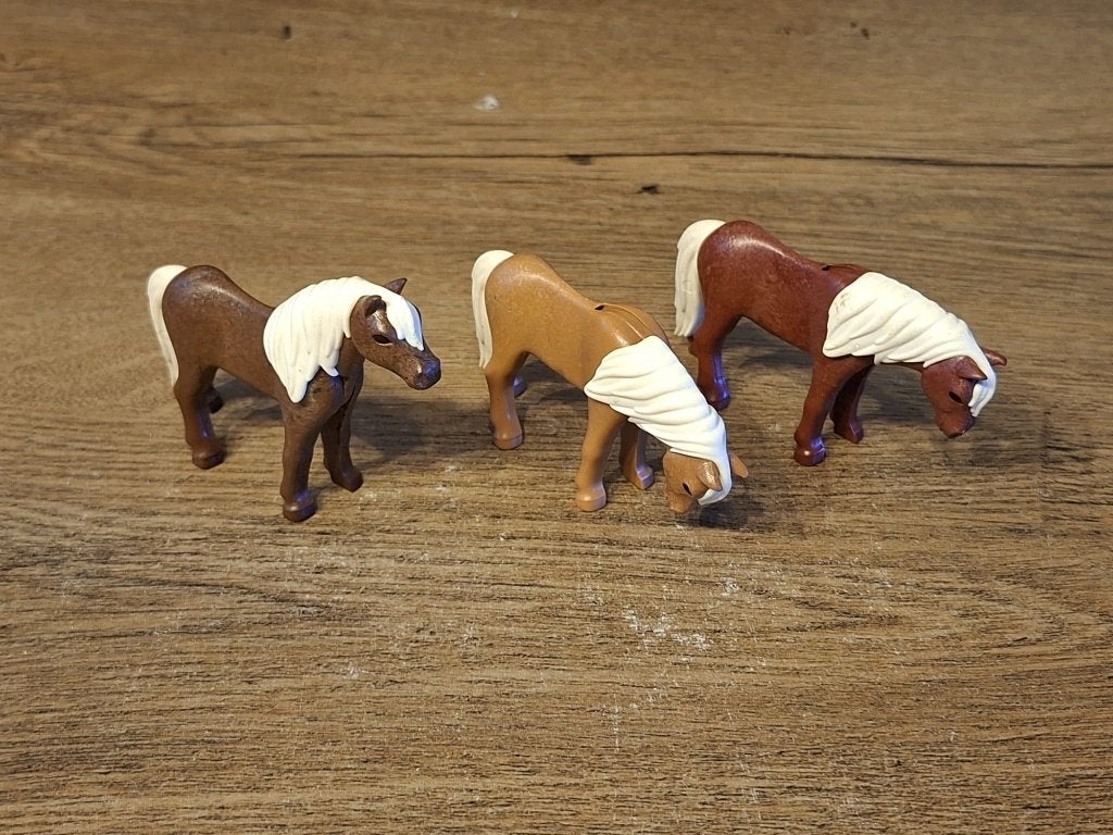 Playmobil : 3 Ijslandse Pony's !!, Ophalen of Verzenden, Gebruikt, Losse onderdelen