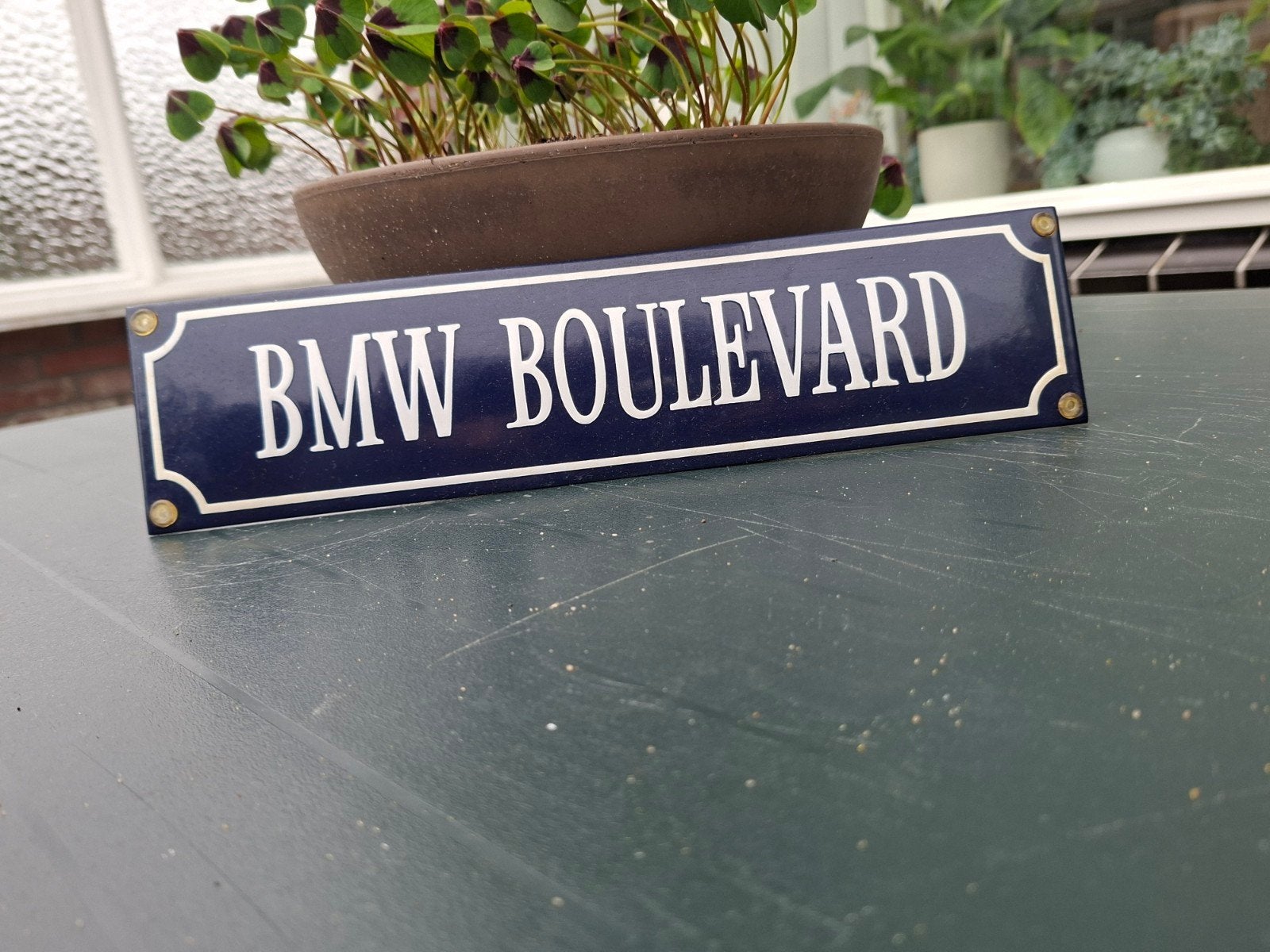 Metalen BMW Boulevard bordje - 8x33 cm, Ophalen of Verzenden, Gebruikt