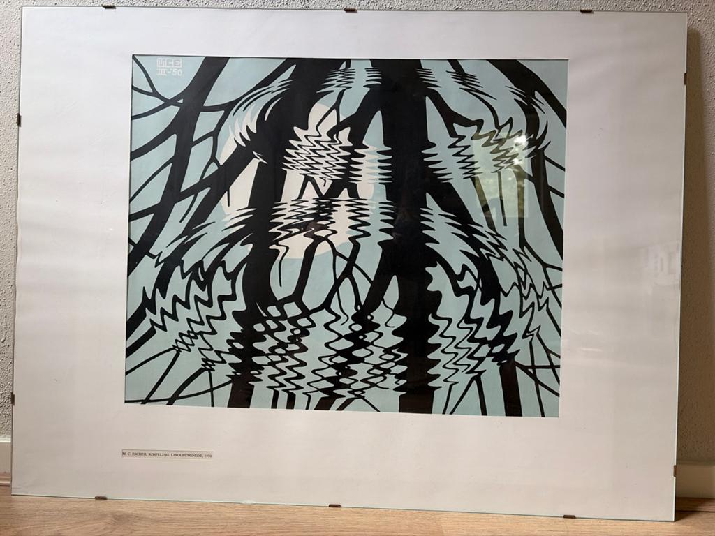 M.C. Escher 'Rimpeling' 80-60 Linoleumsnede, 1950 (Replica), Ophalen