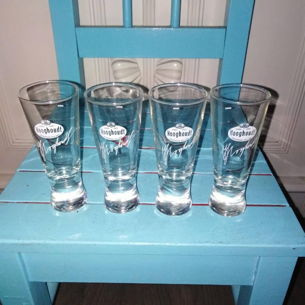 Hooghoudt borrel Jenever glaasjes 4 stuks, Verzamelen, Ophalen, Gebruikt, Borrel- of Shotglas