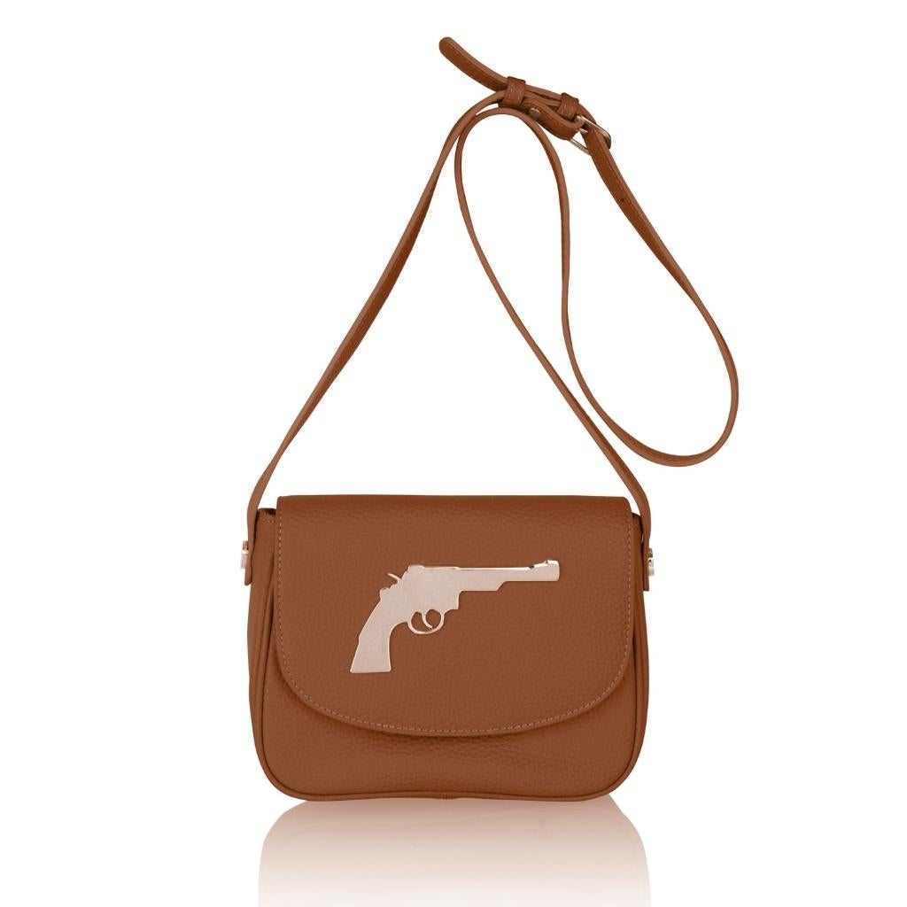 Josh V leren crossbody schouder tas CAMO gun pistool logo, Ophalen of Verzenden, Nieuw, Bruin, Schoudertasje